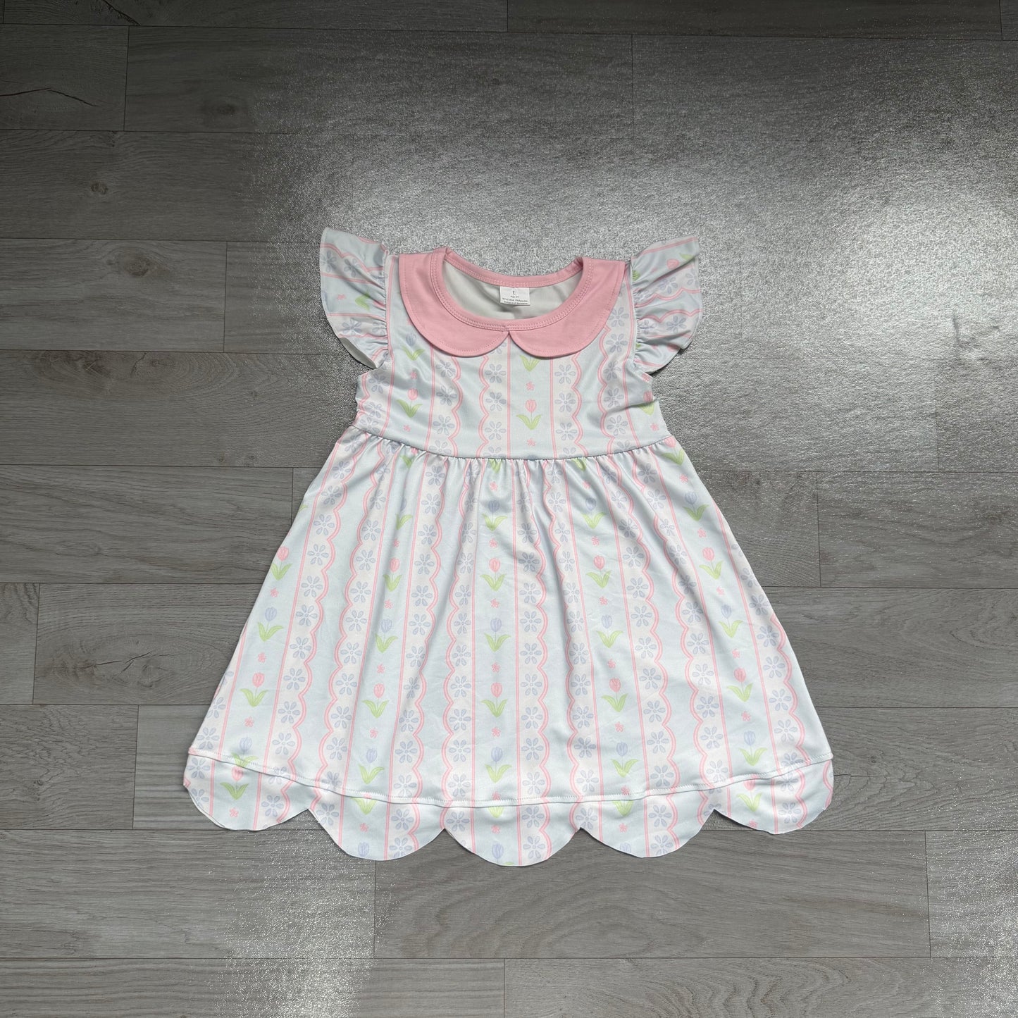 Blue flowers print girls summer dress preorder