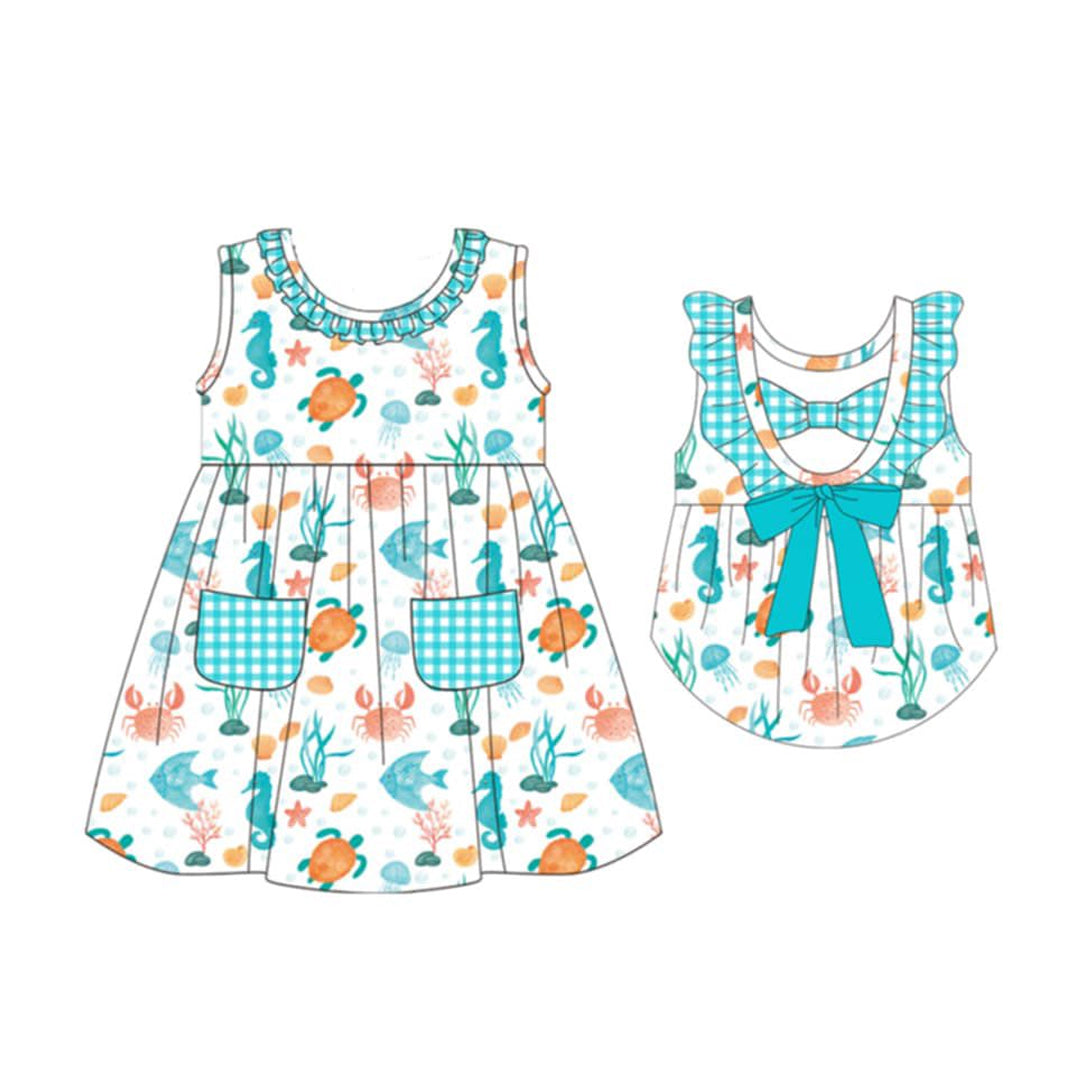 Turtle print girls summer dress preorder