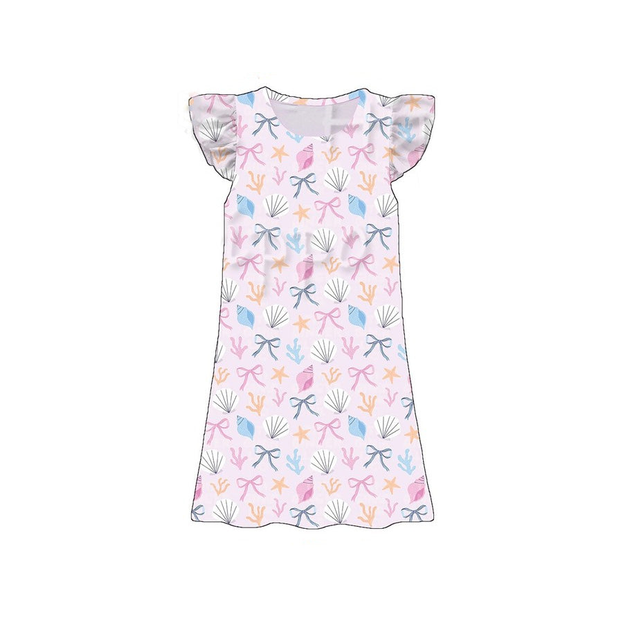 Sea shell print girls summer dress preorder