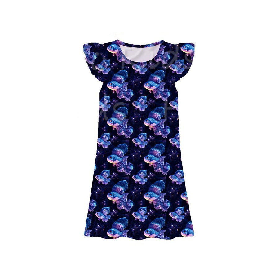 Fish print girls summer dress preorder