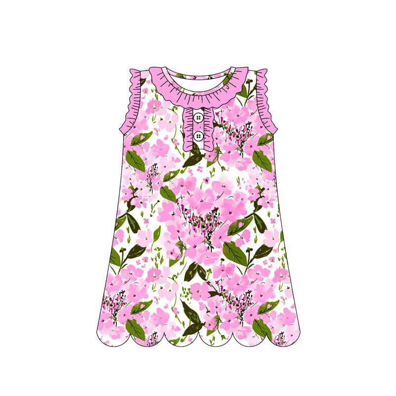 Pink flowers design girls summer dress preorder