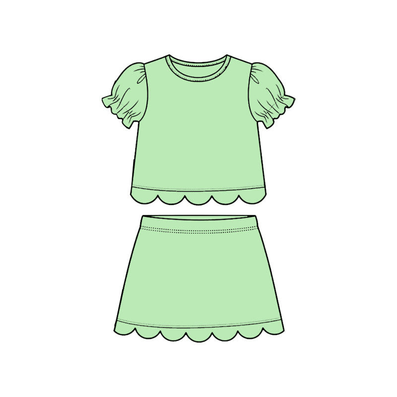 Lime green scallop top matching skorts girl summer outfit preorder