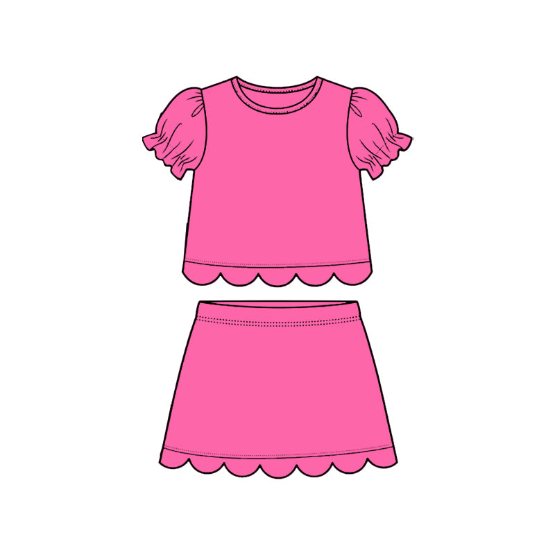 Hot pink scallop top matching skorts girl summer outfit preorder