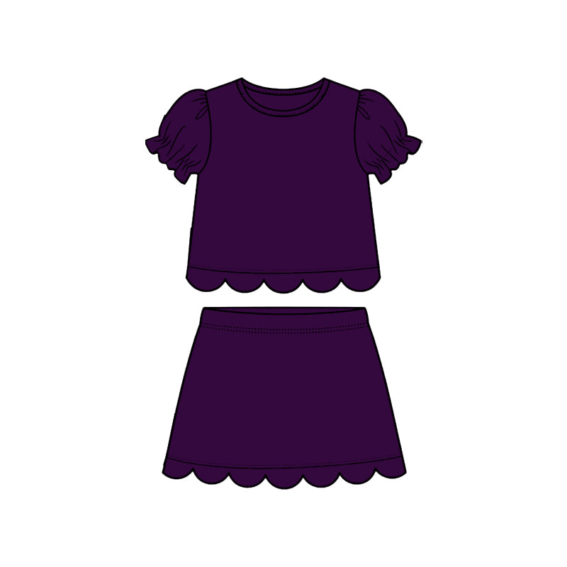 Purple scallop top matching skorts girl summer outfit preorder