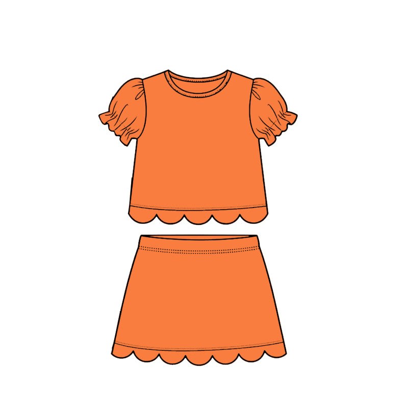 Orange scallop top matching skorts girl summer outfit preorder