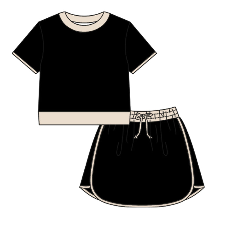 Adult women black color short sleeve pajama set preorder