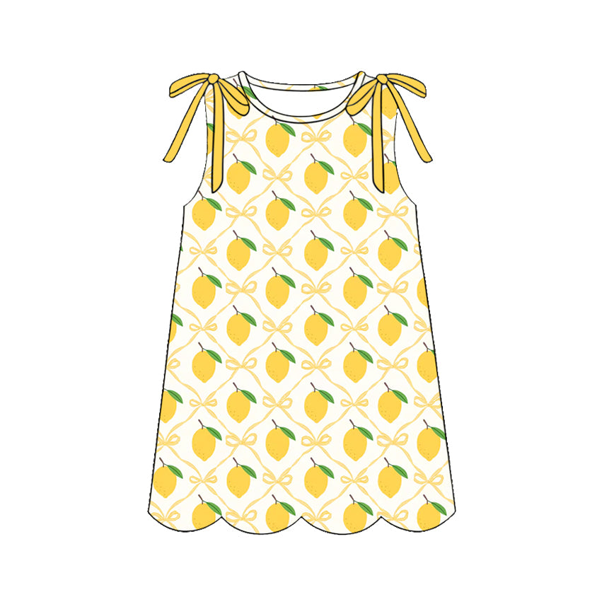 Lemon print girls summer dress preorder