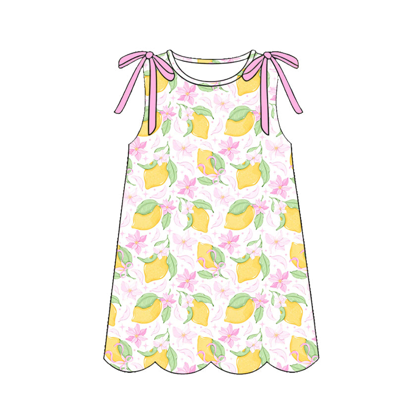 Lemon print girls summer dress preorder