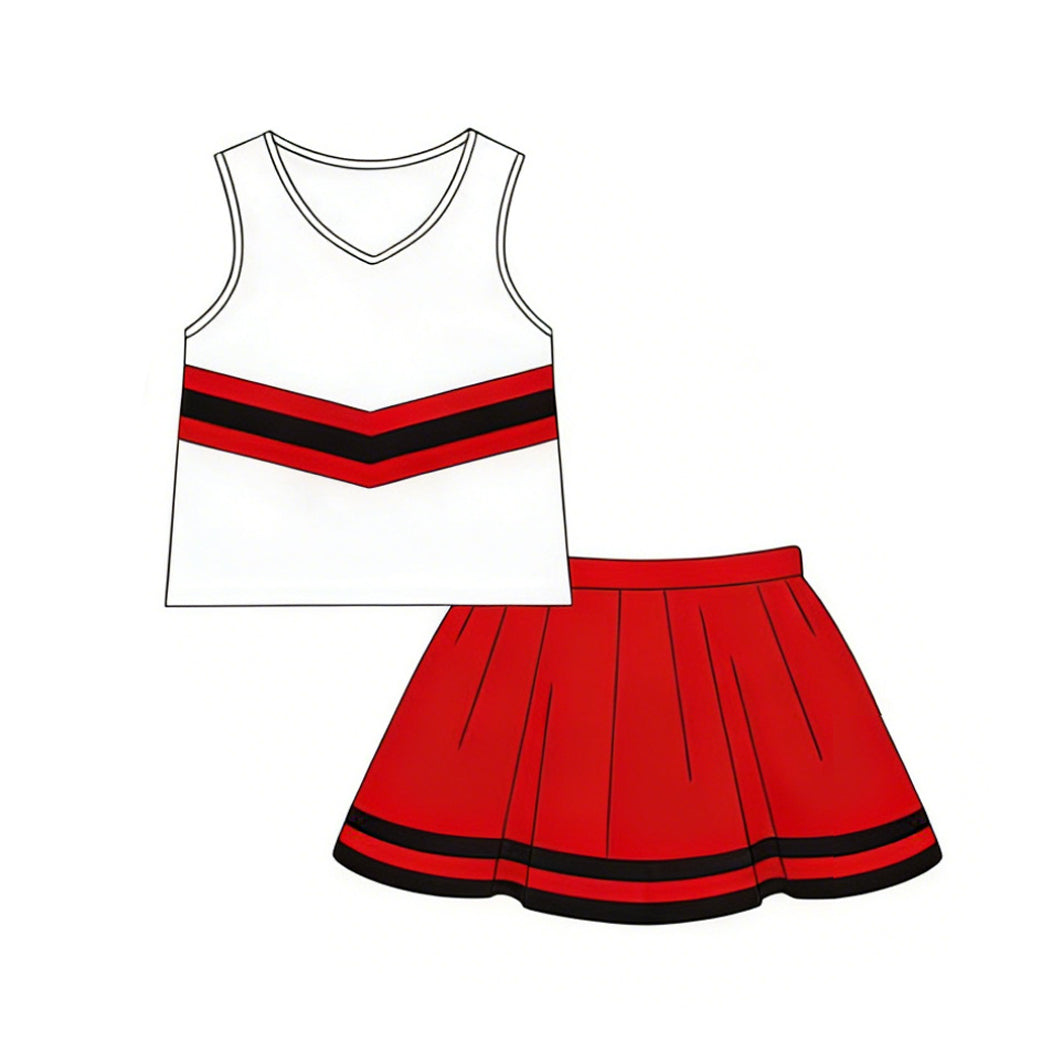 Red black tank top matching shorts girl summer skort outfit preorder