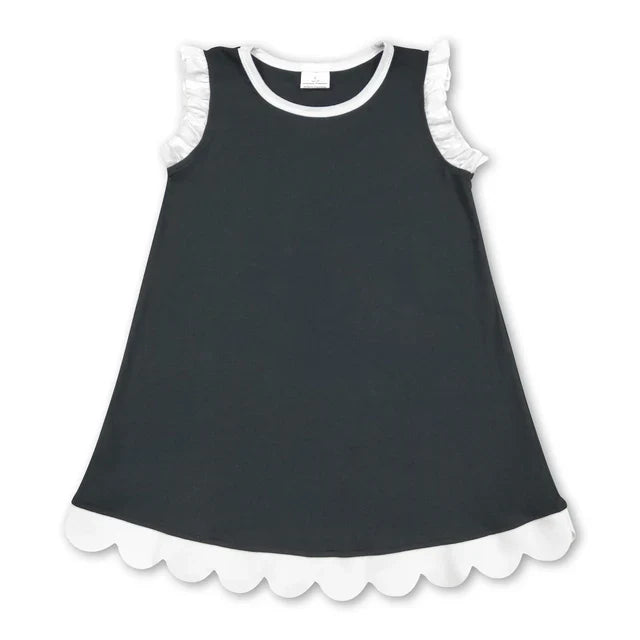 Pink color blue ruffle girls summer dress