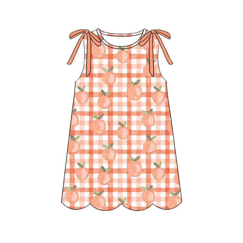 Peach print girls summer dress preorder