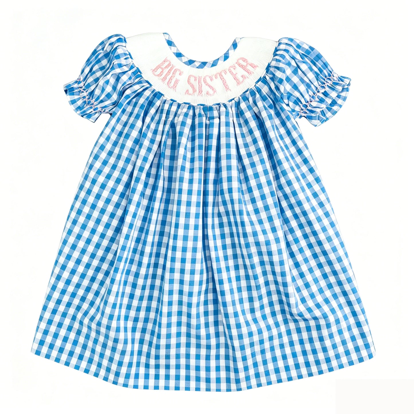 Big sister blue plaid print toddle baby girl summer dress preorder