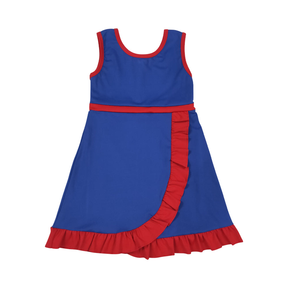 Navy red color girls summer yoga dress