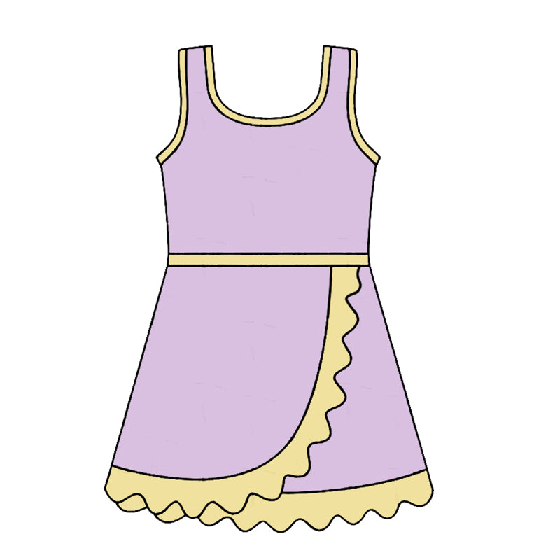Lavender yellow color girls summer yoga dress preorder