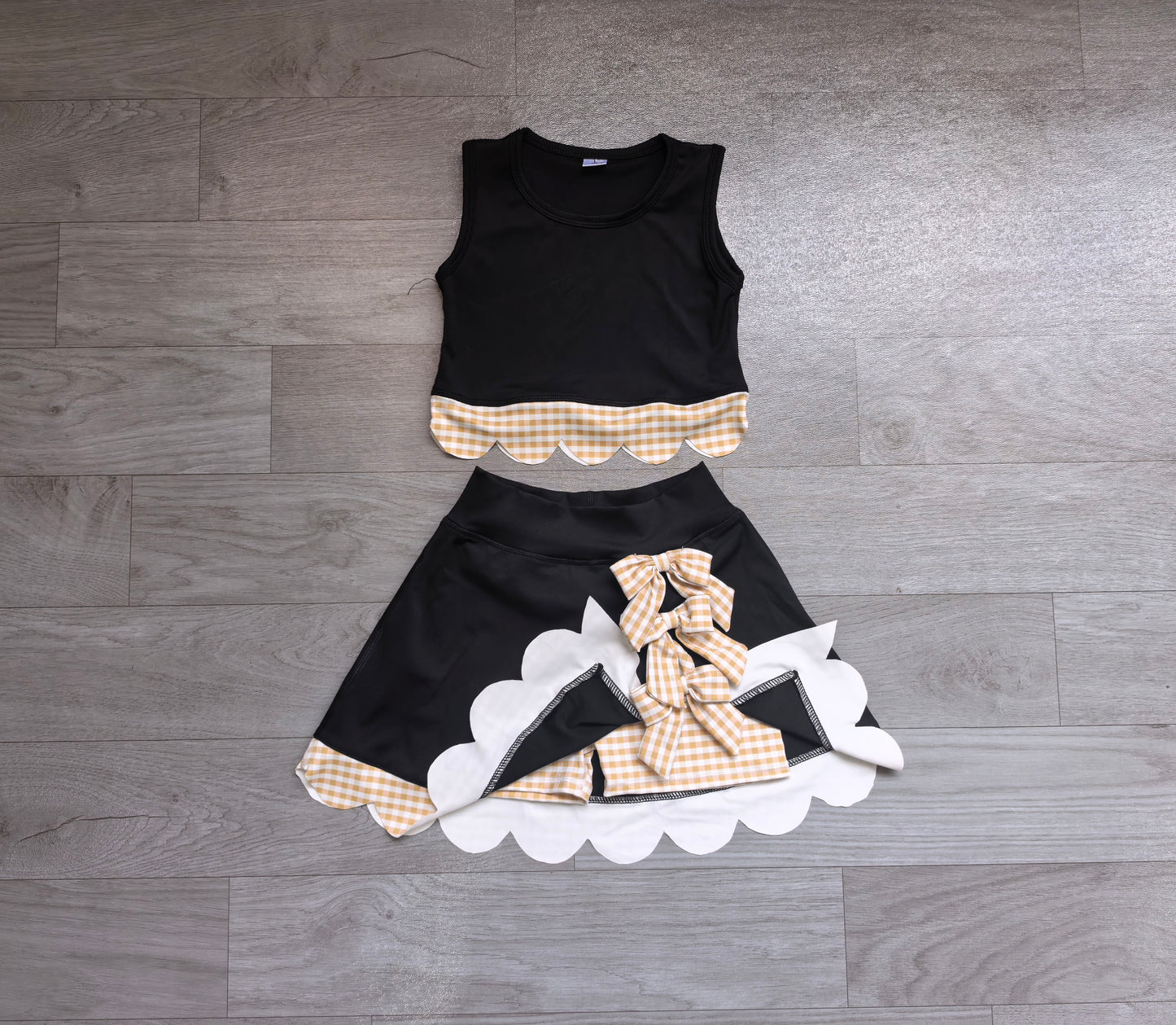 Black top matching skorts girls summer yoga outfit preorder