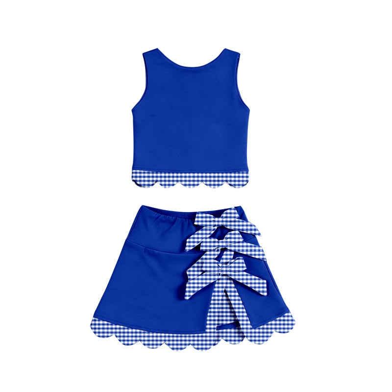 Blue top matching skorts girls summer yoga outfit preorder