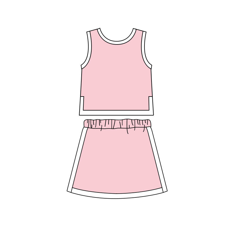 Light pink top matching skorts girls summer outfit preorder