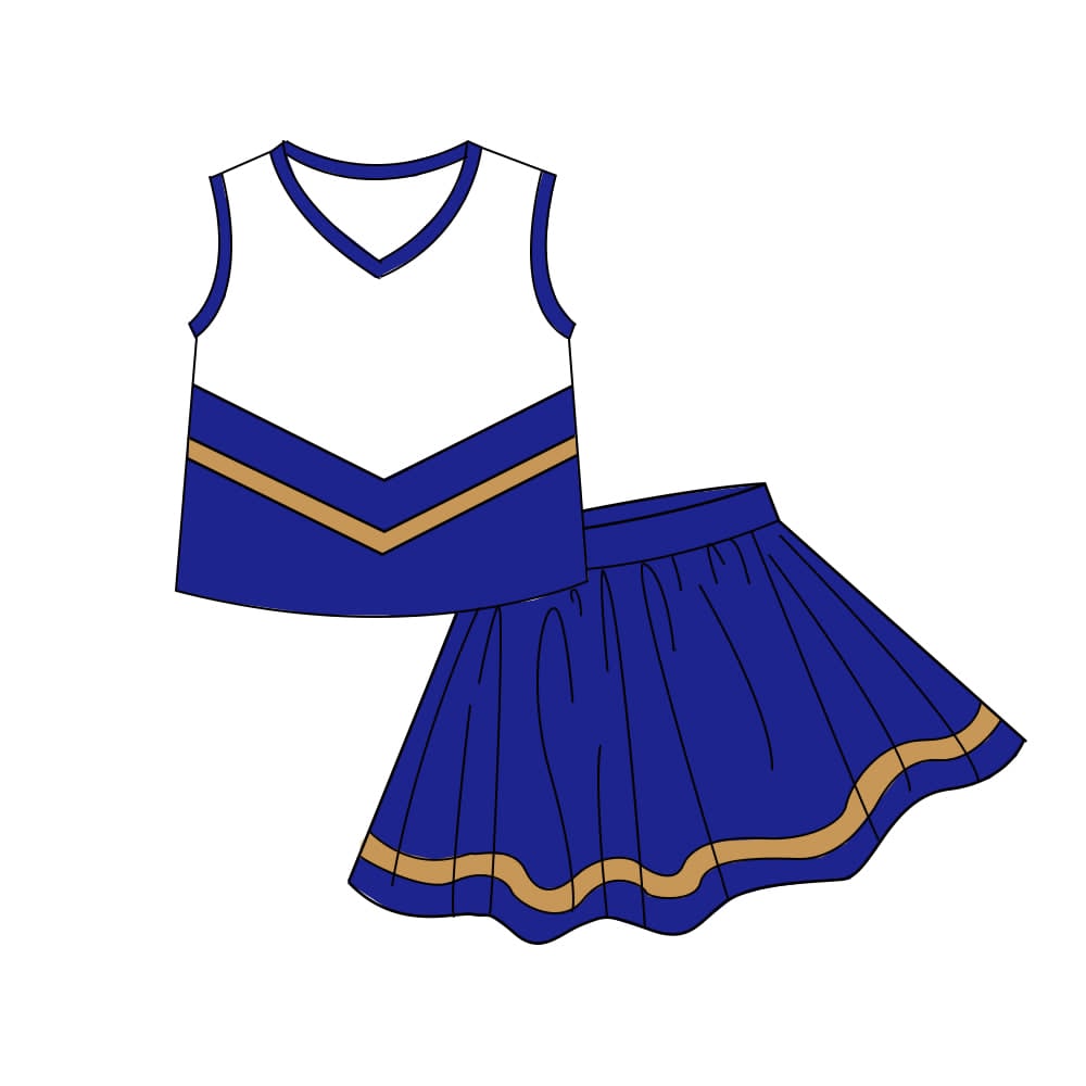 Blue gold top matching skorts girls summer yoga outfit preorder