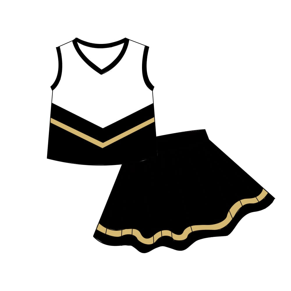 Black golden top matching skorts girls summer yoga outfit preorder