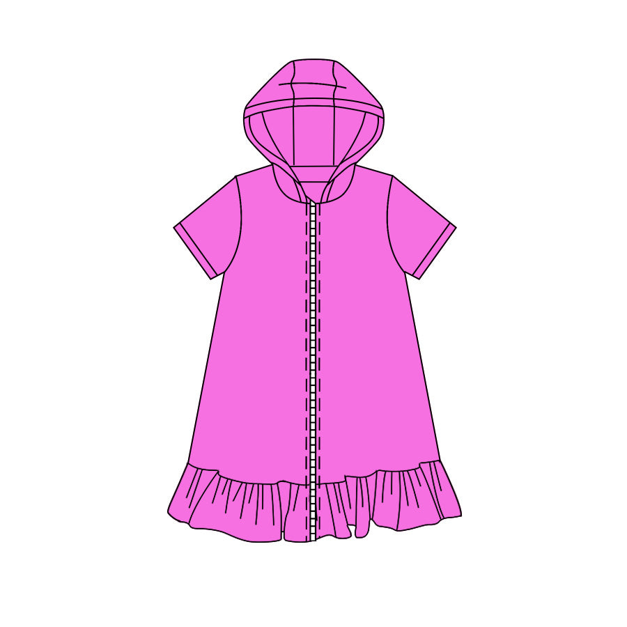 Hot pink color girls summer yoga zip dress preorder