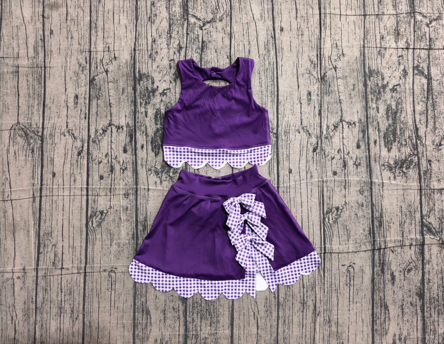 Purple tank top matching skorts girls summer yoga set preorder