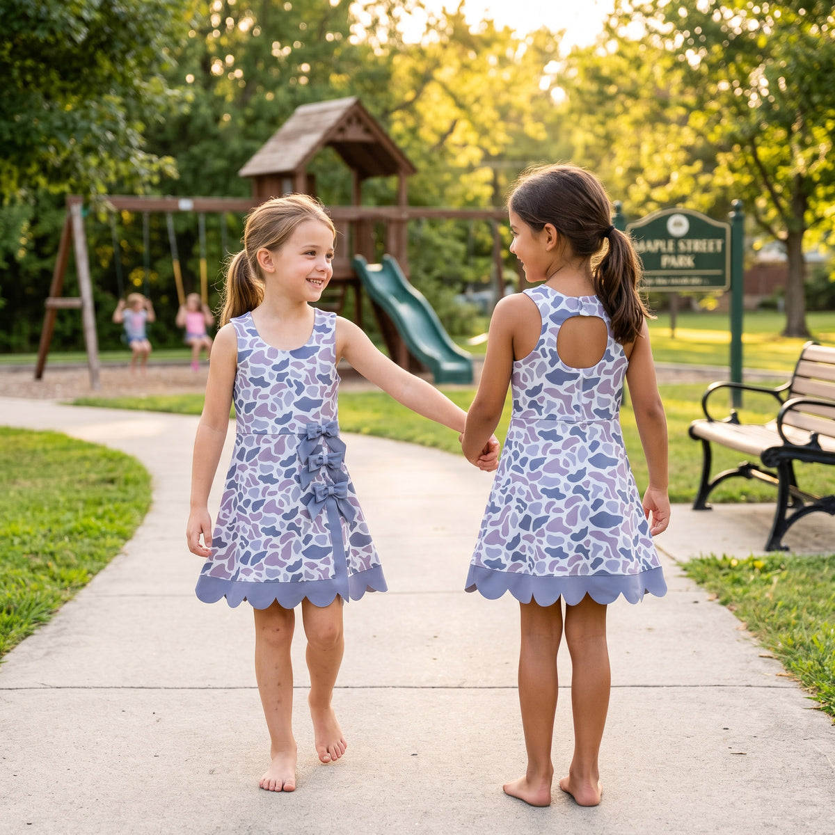 Grey camo color girls summer yoga dress