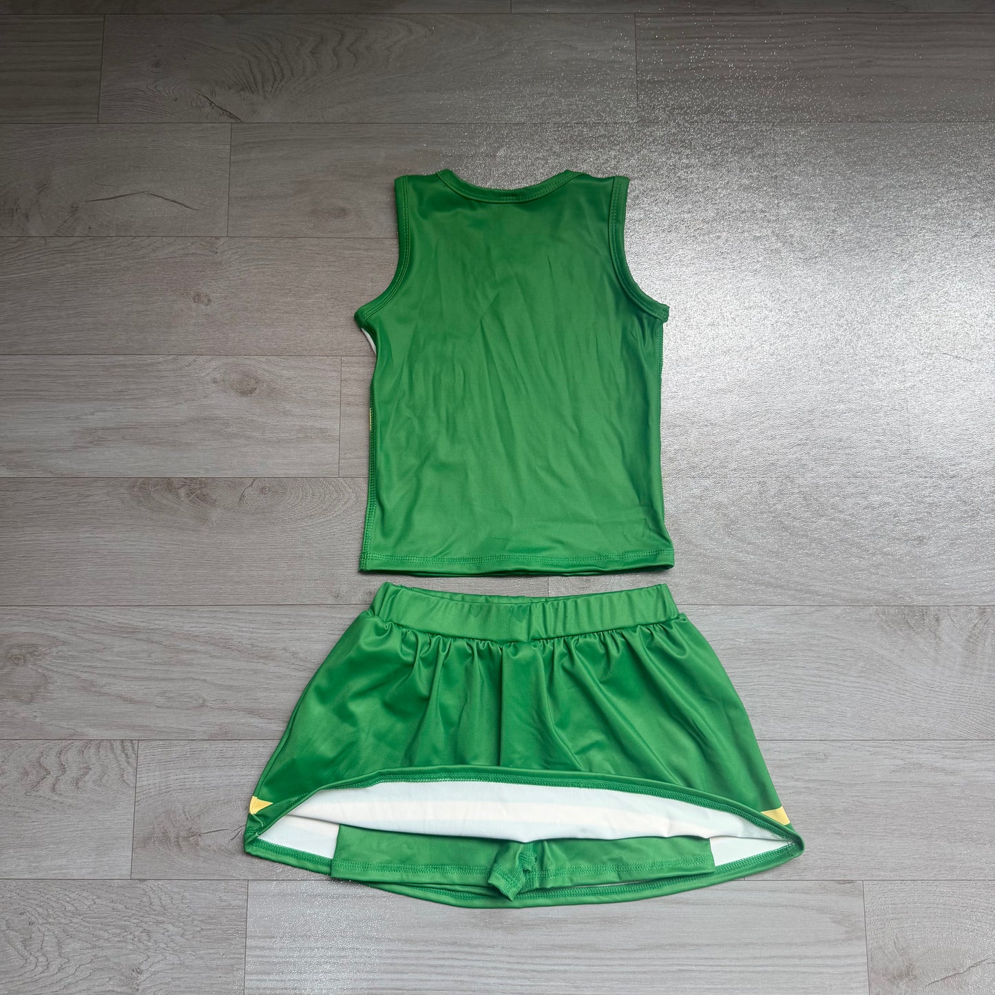Green cheer yoga tank top matching skorts girls summer outfit preorder