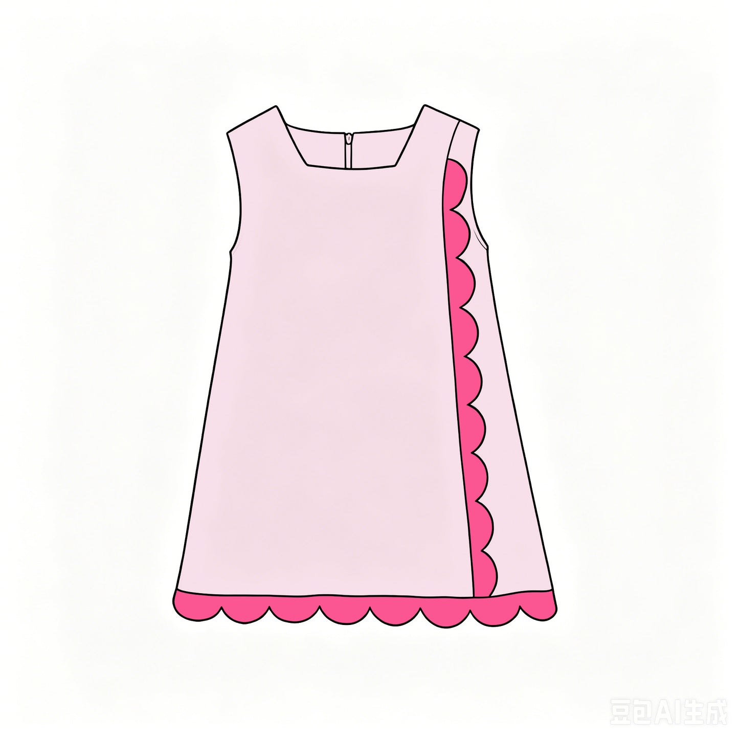 Light Pink color girls summer yoga scalloped dress preorder
