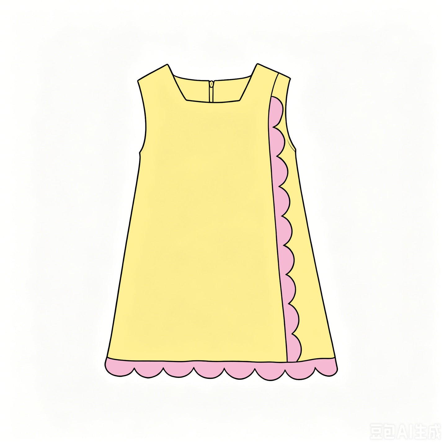 Yellow color girls summer yoga scalloped dress preorder