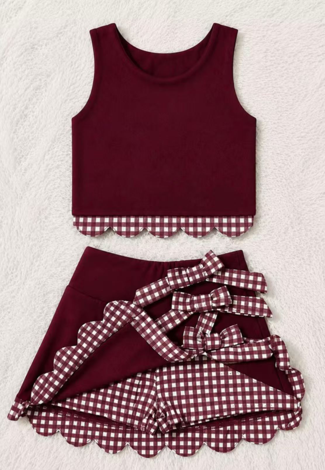Maroon yoga tank top matching skorts girls outfit preorder