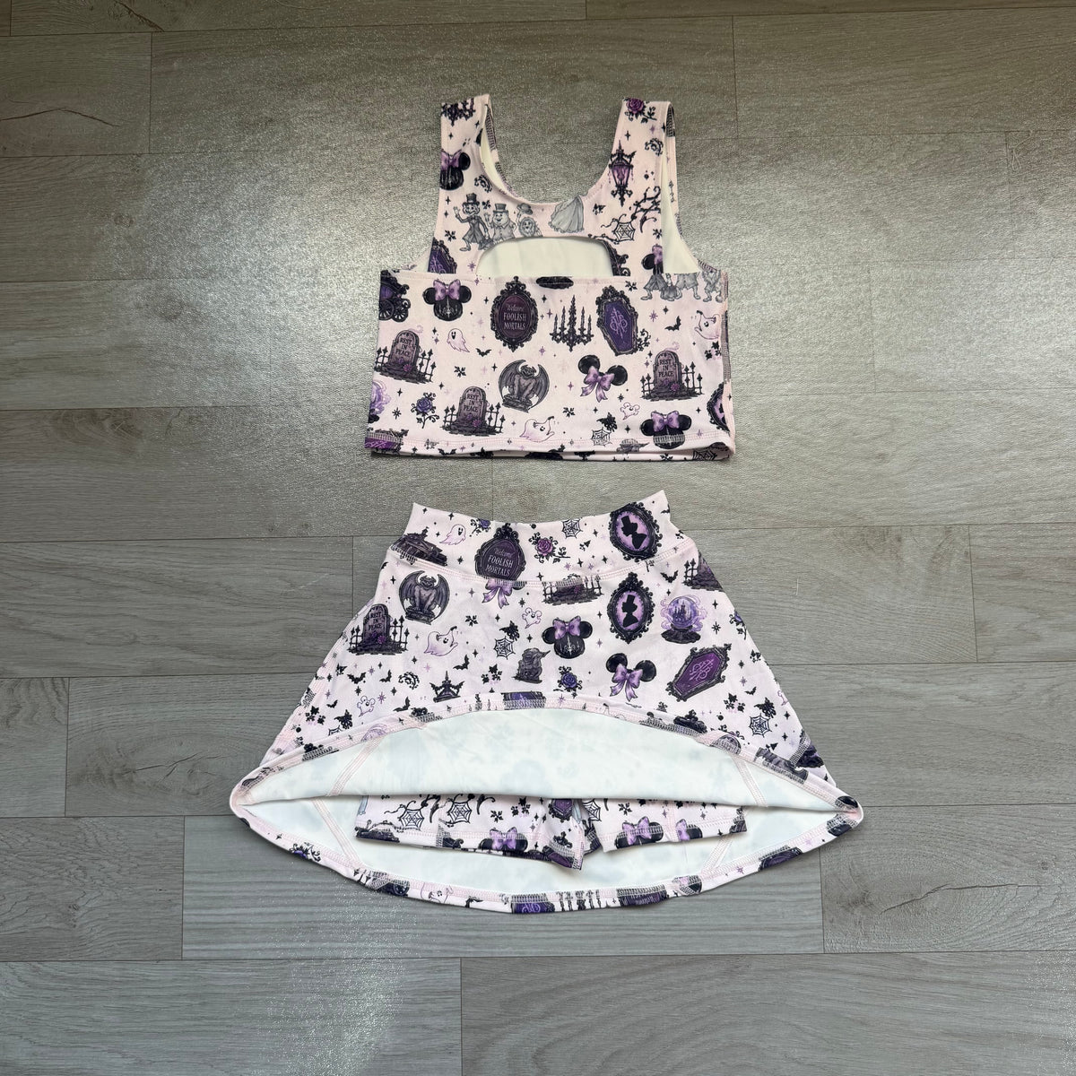 baby girls sleeveless Halloween ghost yoga top matching skorts yoga clothing set preorder
