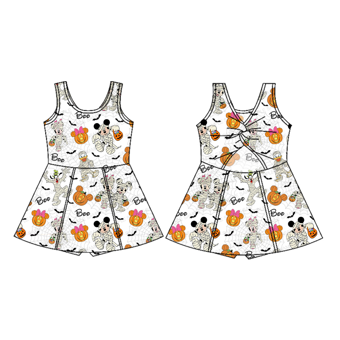 Halloween pumpkin cartoon mouse girls yoga design dress preorder
