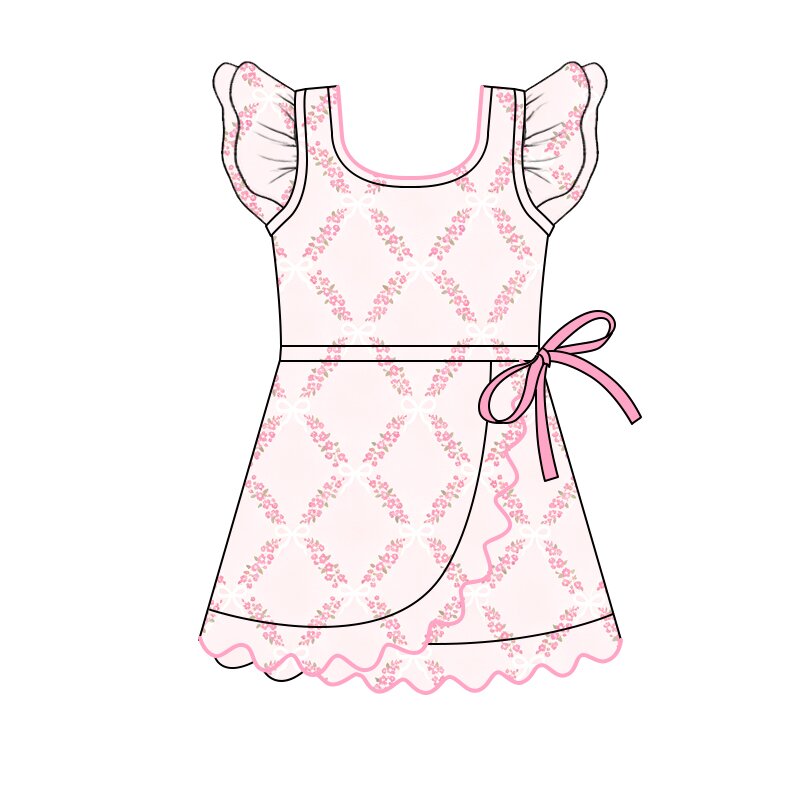 Pink Flowers color girls summer yoga design dress preorder