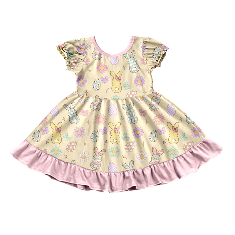 Easter bunny print girls short sleeve dress preorder
