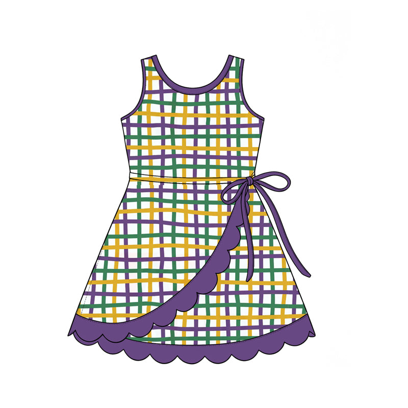 Mardi Gras design girls sleeveless yoga dress preorder