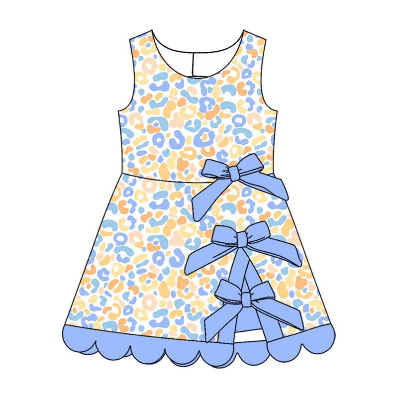 Leopard bow design girls sleeveless yoga dress preorder