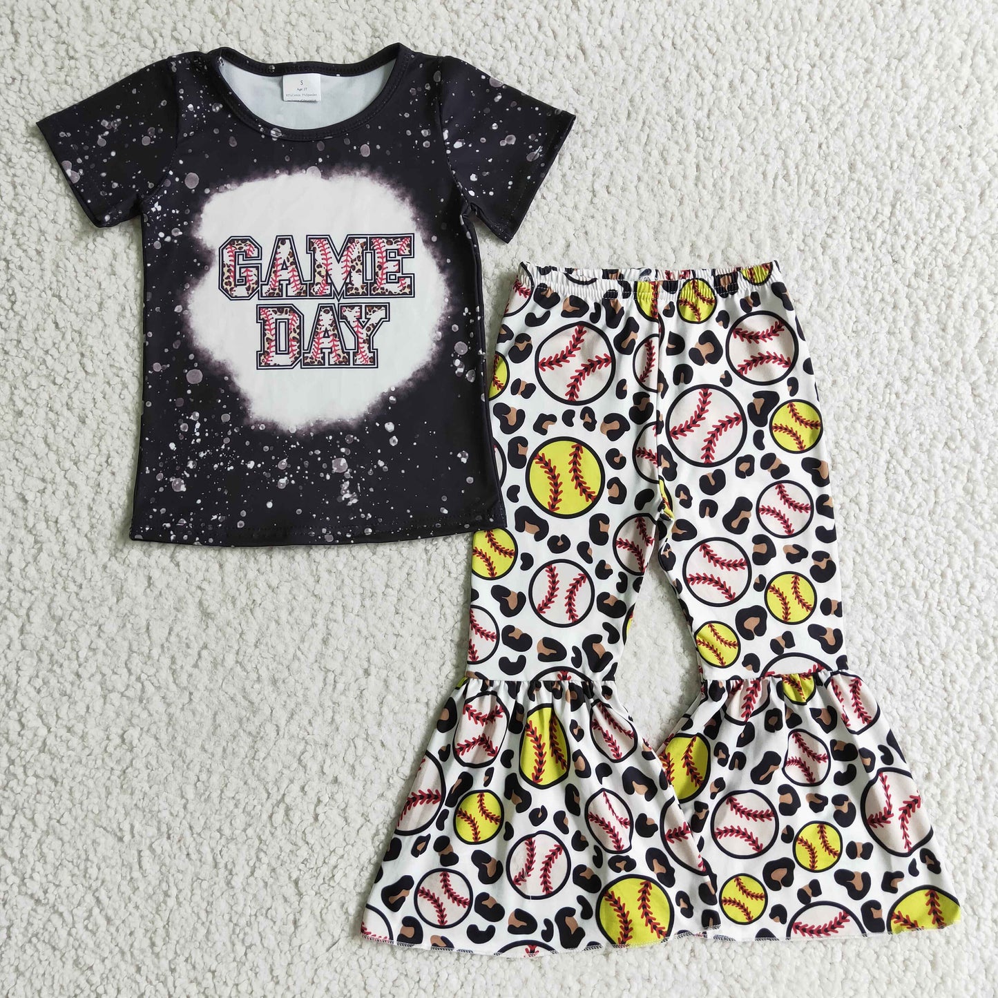 girls baseball bell pants set