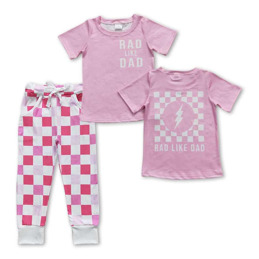 red like daddy top checkered pants outfit