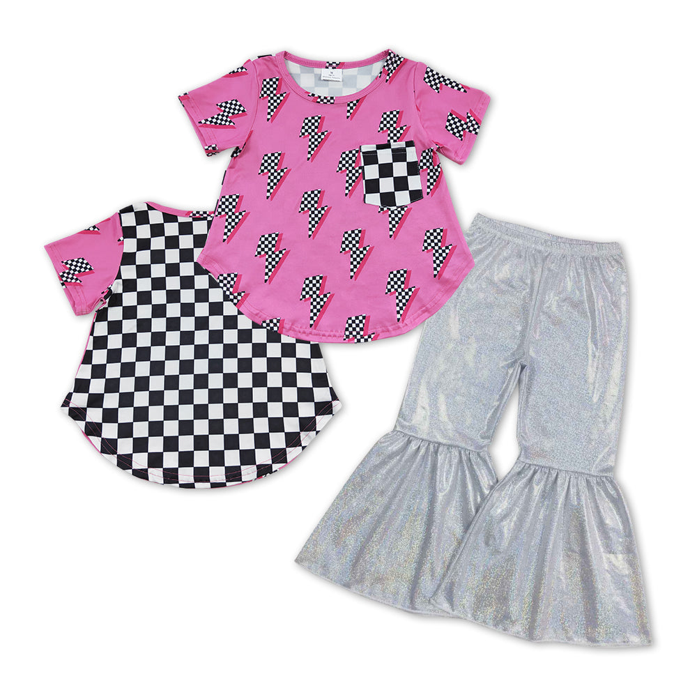 girls short sleeve top disco bell bottoms outfit