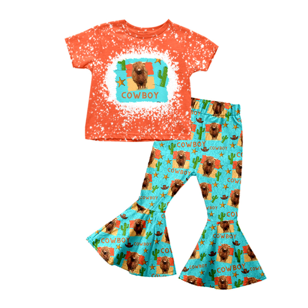 western cowboy cactus bell bottoms outfit preorder – aierwhoesalekidsclothes