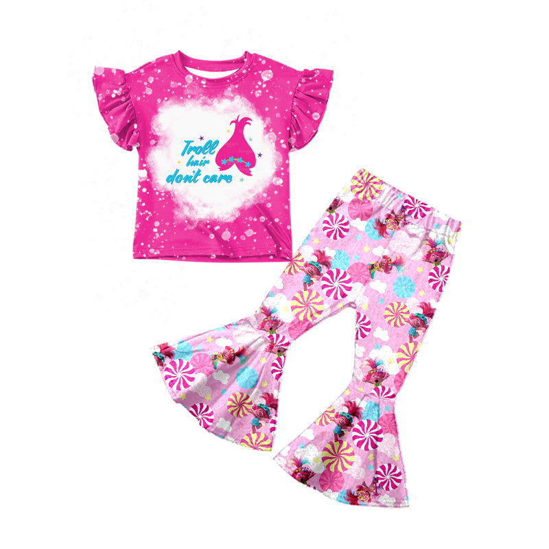 baby girls hot pink hair cartoon bell bottoms outfit preorder