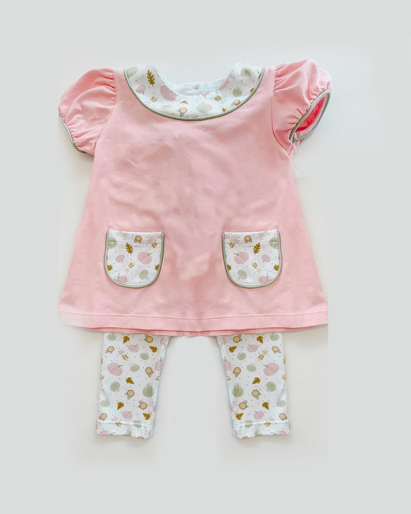 pink pumpkin floral print baby girls outfit preorder