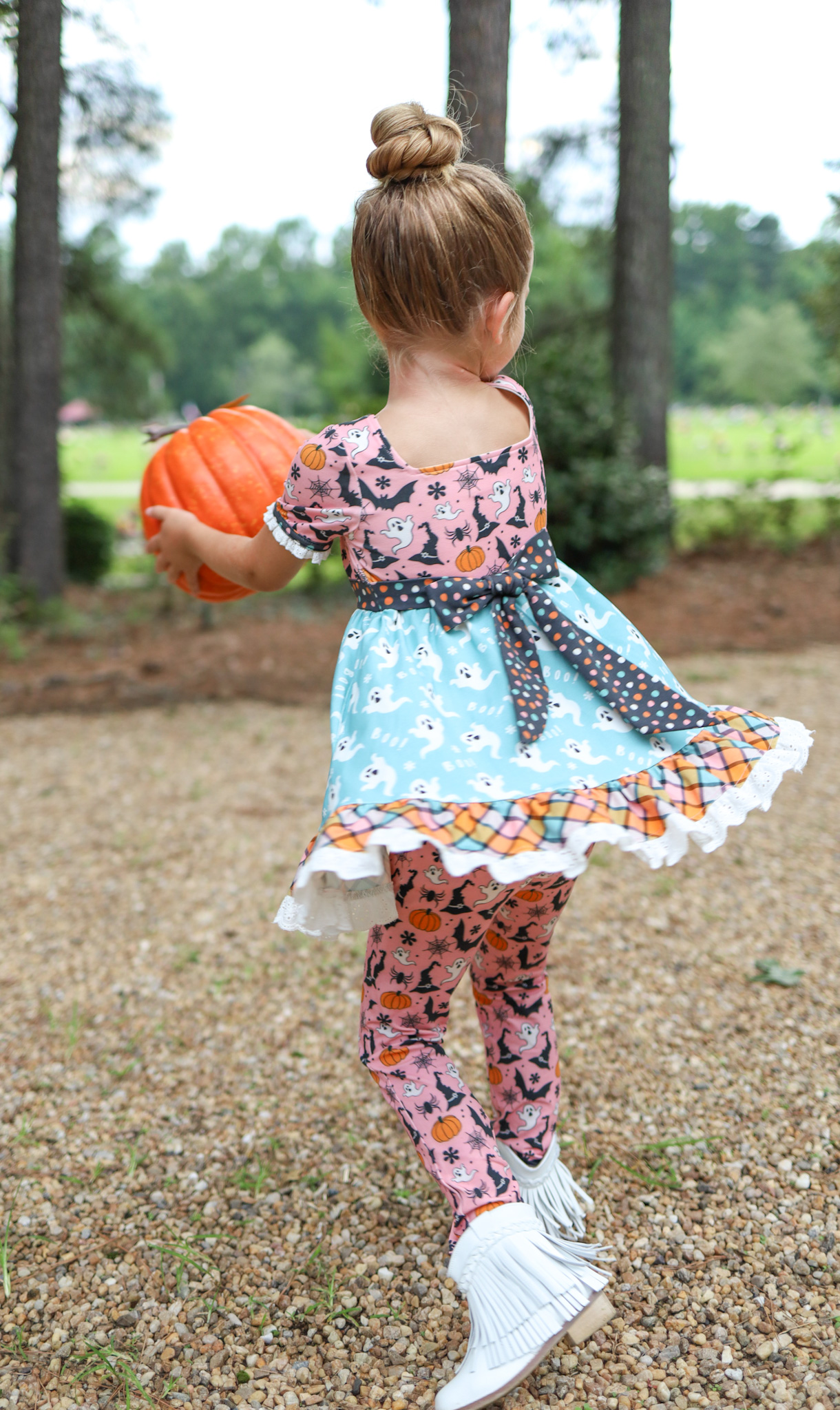 Halloween ghost pumpkin tunic top matching pants boutique fall winter clothes preorder