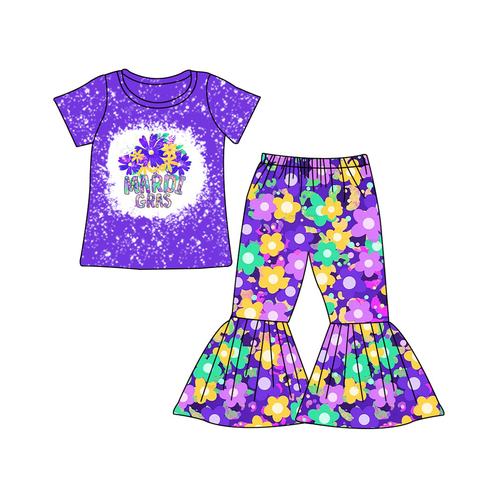 Mardi Gras flower print matching clothing set preorder
