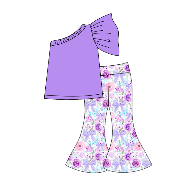 Lavender flower baby girls clothing set preorder