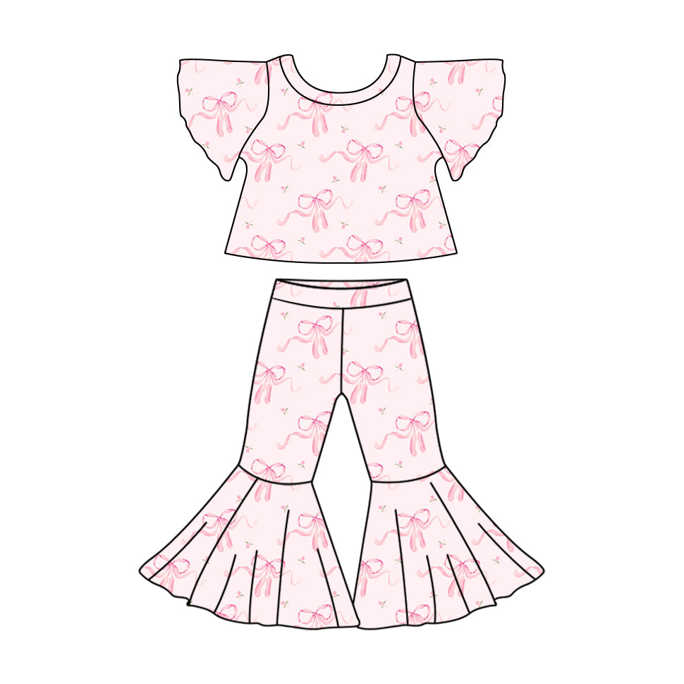 Toddle baby girls pink bow clothes set preorder