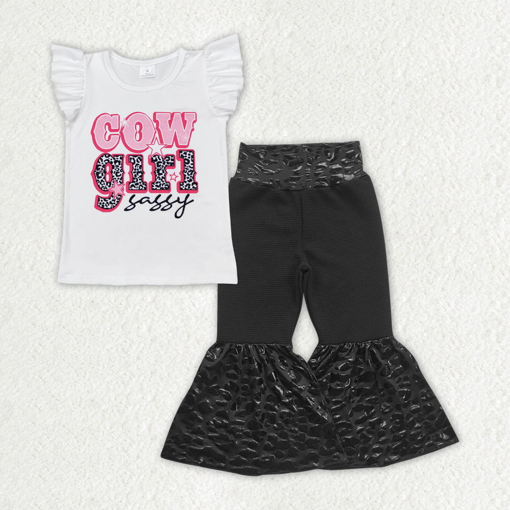 Cowgirls shirt black bell bottoms summerclothes set