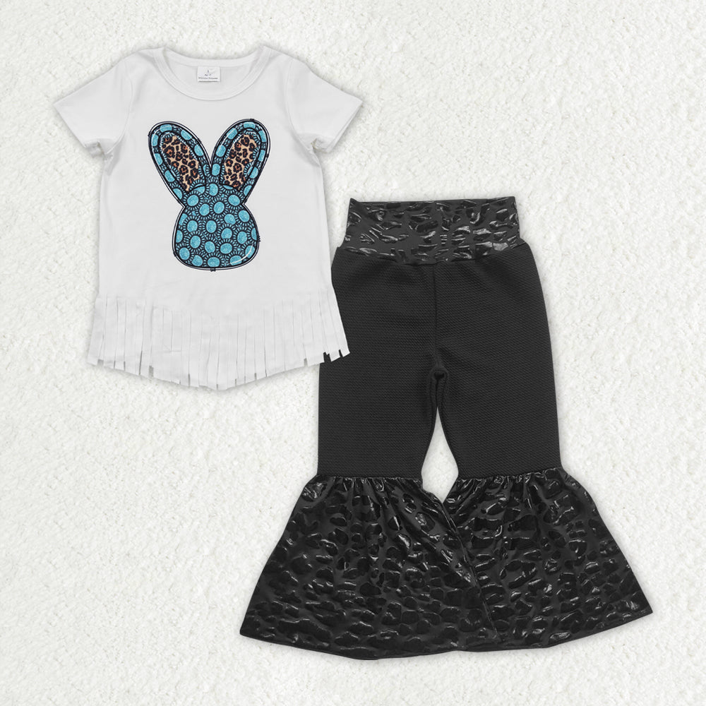 Easter bunny shirt black bell bottoms clothes set