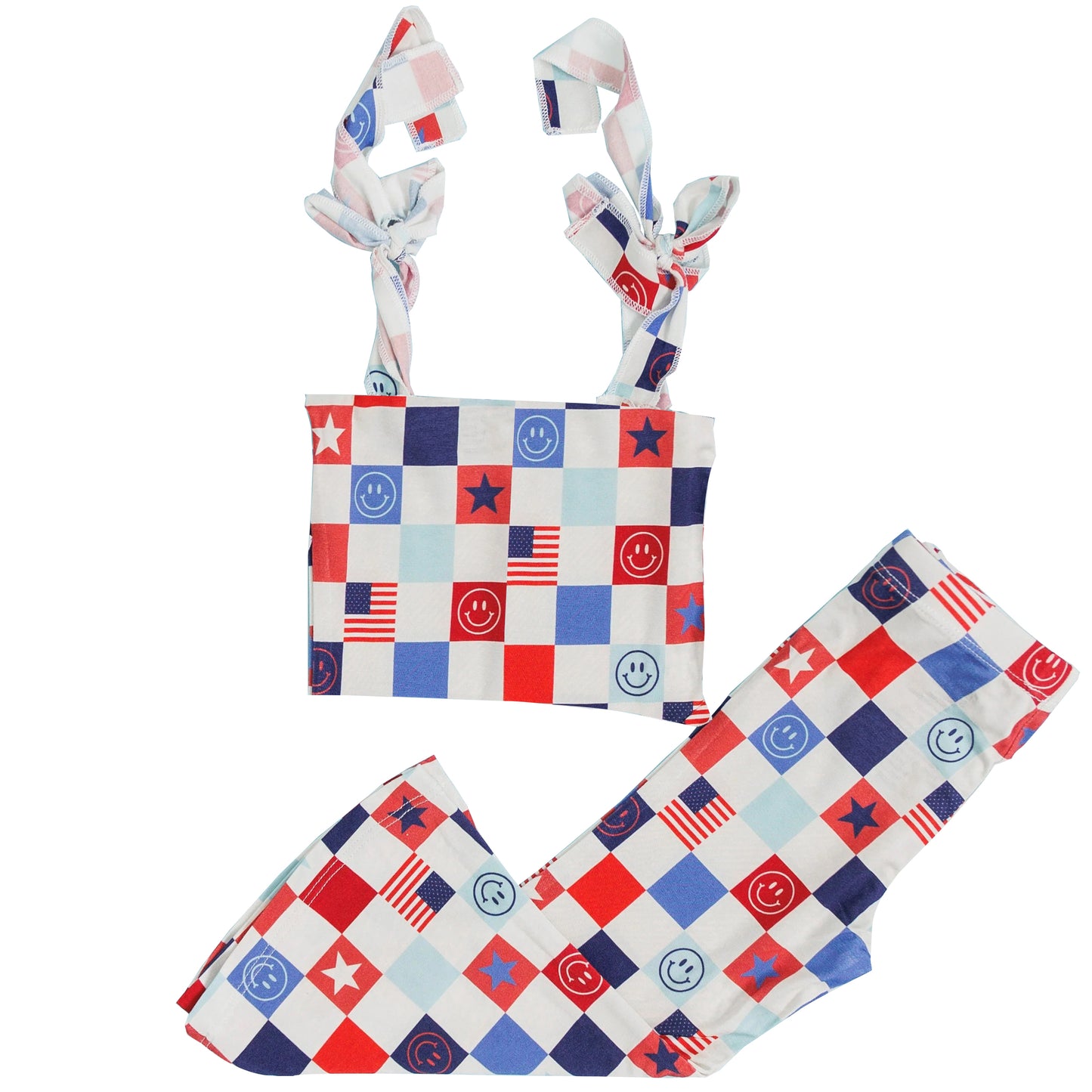 American flag smile face July 4th clothes set preorder