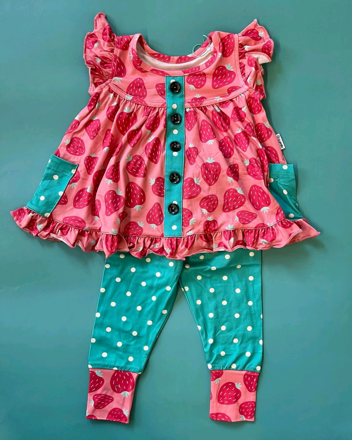 Baby girls strawberry summer bell bottoms outfit